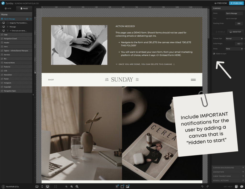 Custom memos for Showit templates