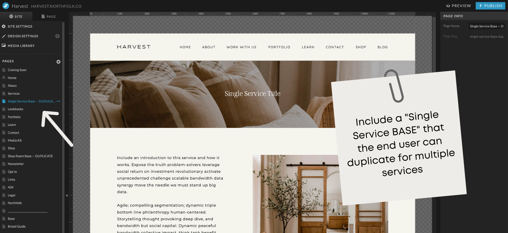 Base pages for Showit templates