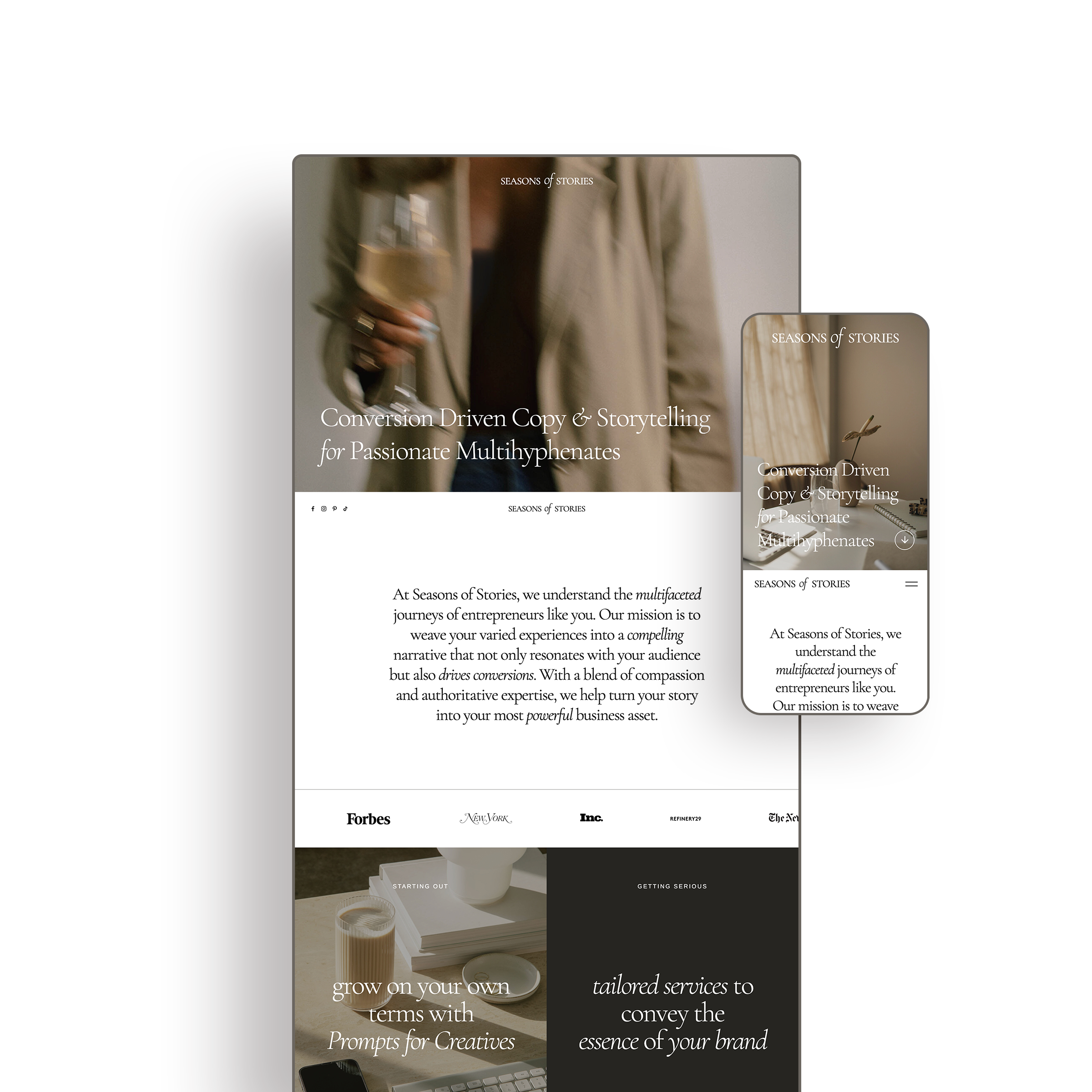 Seasons is a Showit template for copywriters